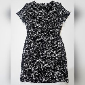 Old Navy Sheath Dress Womens Medium Black‎ White Spotted Short Sleeve Event Wear